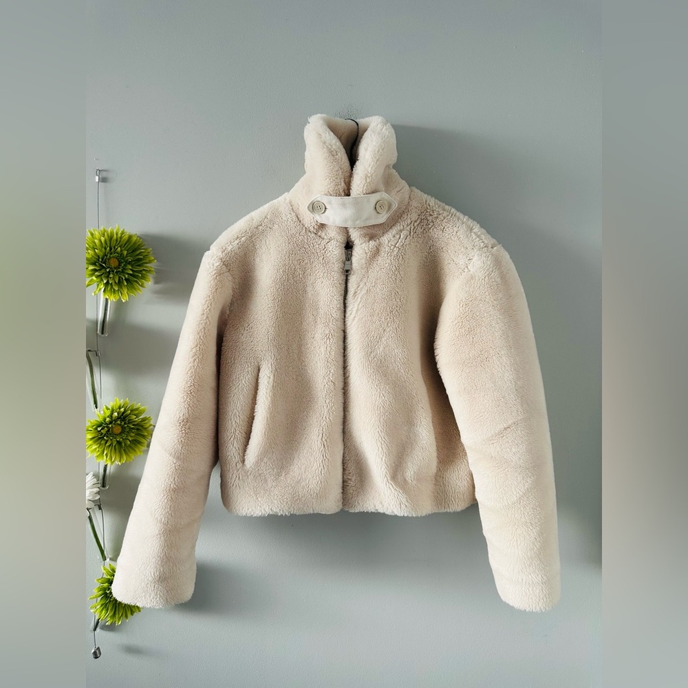 Club Monaco | Cream Faux Fur Jacket